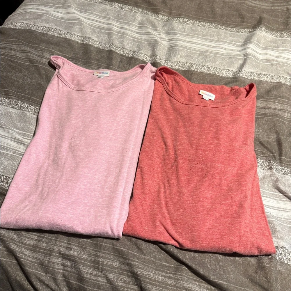 Pink and Red Lularoe Irma T-Shirts - Picture 1 of 9